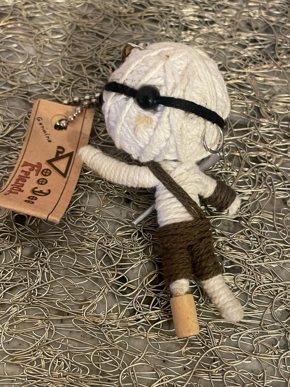 Vintage Voo Doo Friends Voodoo Doll Keychain Yarn Mummy Genuine Tagged